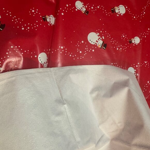 Holiday Christmas Snowman Tablecloth Vinyl Backed 96 X 68 Rectangle Red - Picture 6 of 6